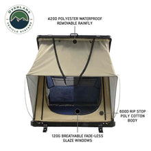 Load image into Gallery viewer, OVS LD TMON Clamshell Aluminum Hard Shell Roof Top Tent - 2 Person Capacity, Tan Body &amp; Green Rainfly