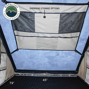 OVS LD TMON Clamshell Aluminum Hard Shell Roof Top Tent - 2 Person Capacity, Tan Body & Green Rainfly