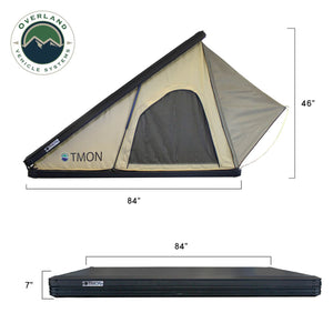 OVS LD TMON Clamshell Aluminum Hard Shell Roof Top Tent - 2 Person Capacity, Tan Body & Green Rainfly