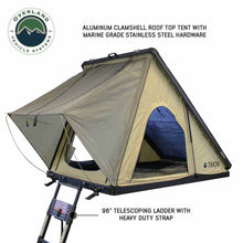 Load image into Gallery viewer, OVS LD TMON Clamshell Aluminum Hard Shell Roof Top Tent - 2 Person Capacity, Tan Body &amp; Green Rainfly