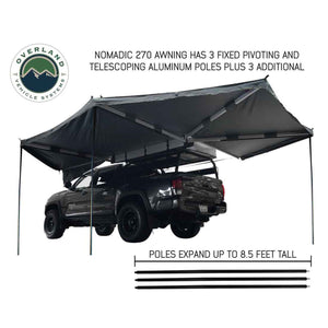 OVS HD Nomadic 270 Degree Awning - Driver Side - Dark Gray Awning With Black Cover